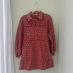 Zara Poplin Mini Pattern Dress with Removable belt